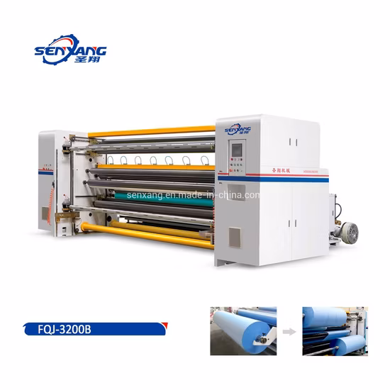 Высокоскоростной отрезной станок для автоматической намотки рулонов пленки с системой перемещения ножей.